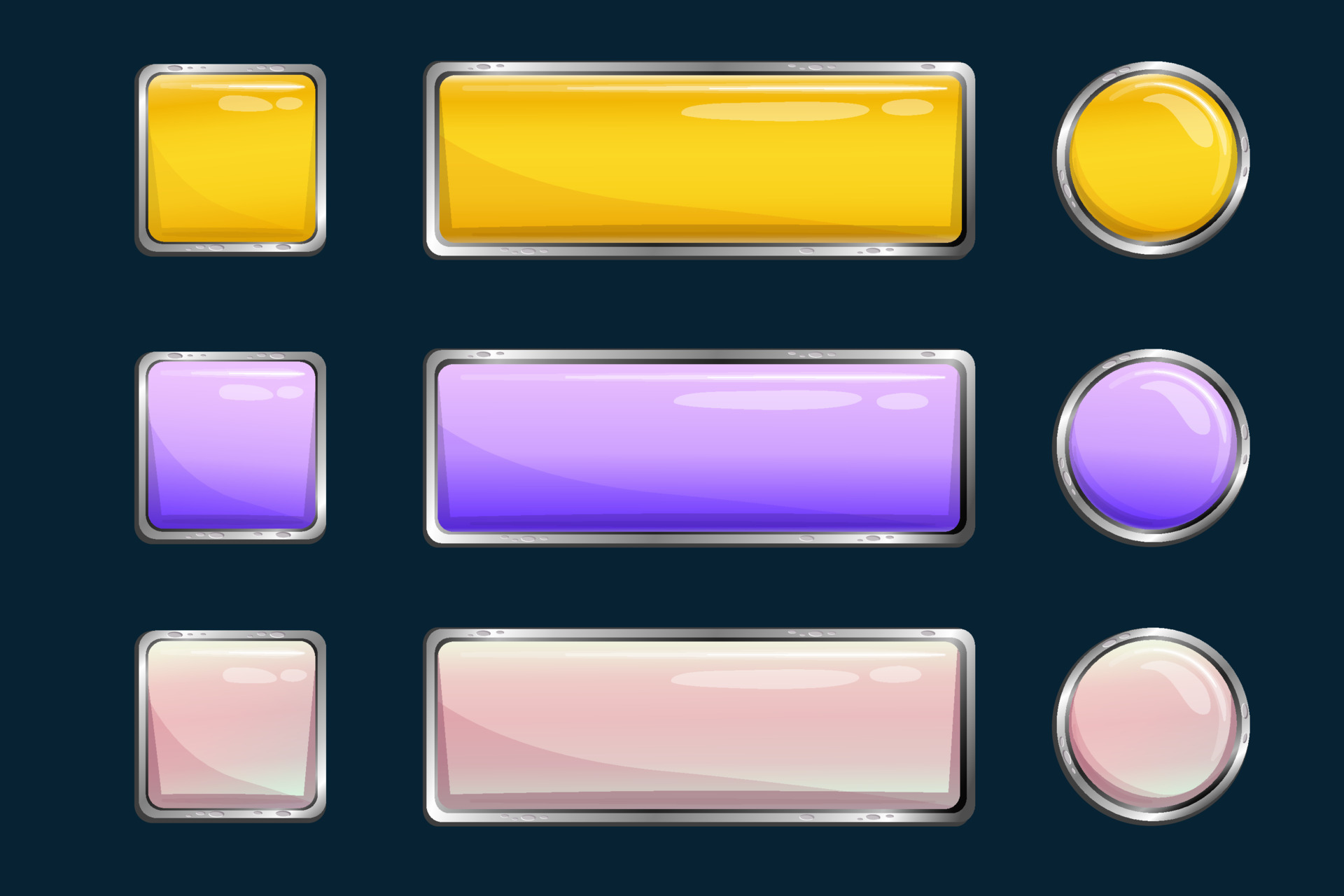 Game button set ui web icon for app isolated. Volume cartoon vector