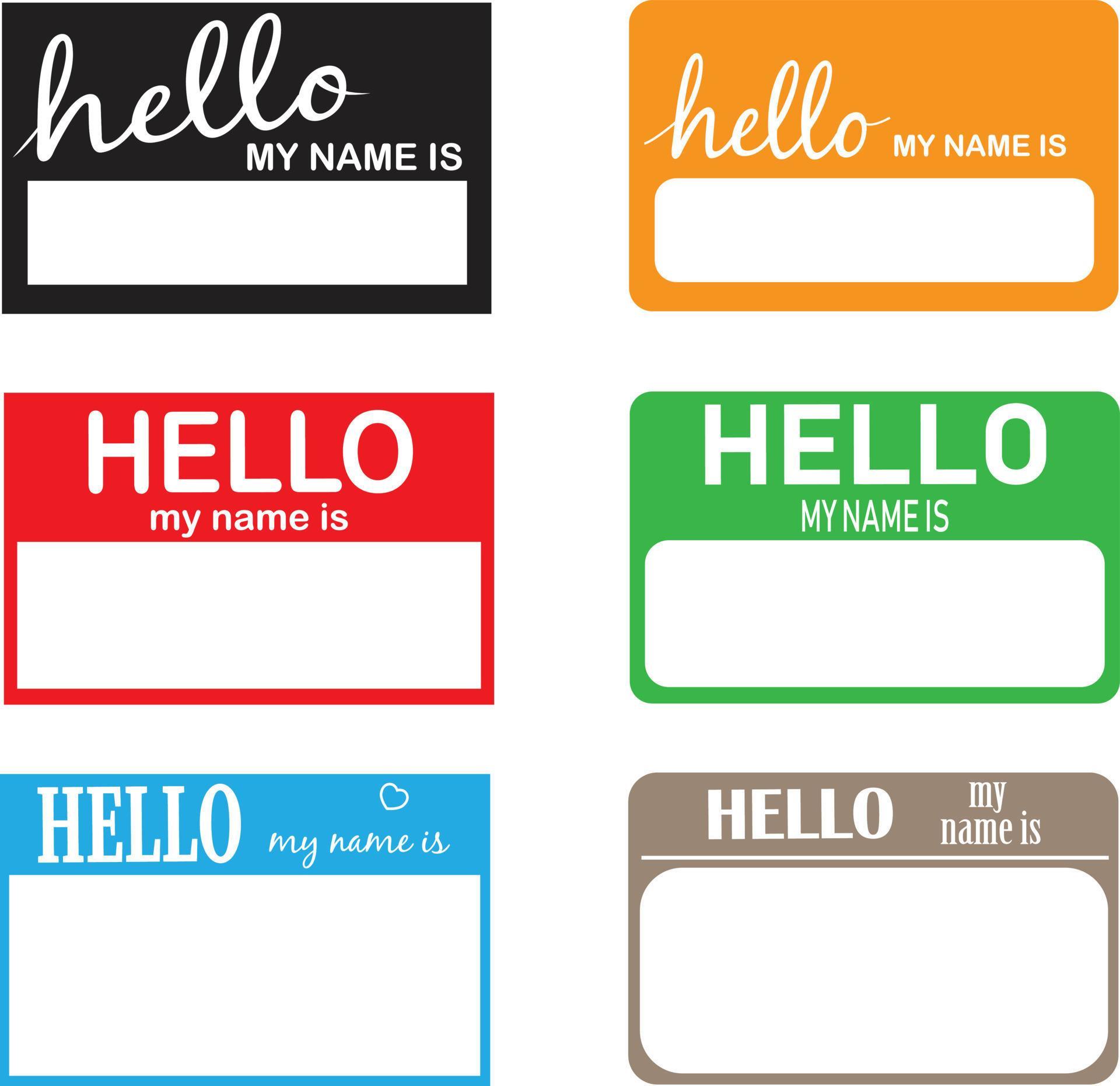 Hello my name icon on white background. flat style. introduction banner