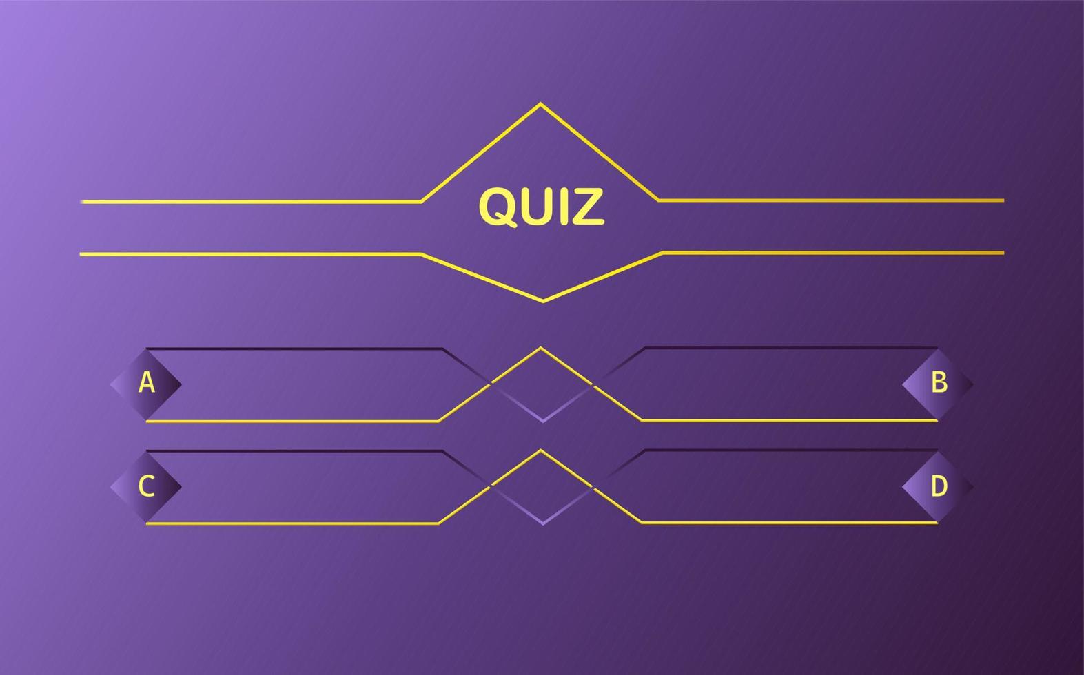 Vector layout of the quiz question with choice of text menu. Gradient