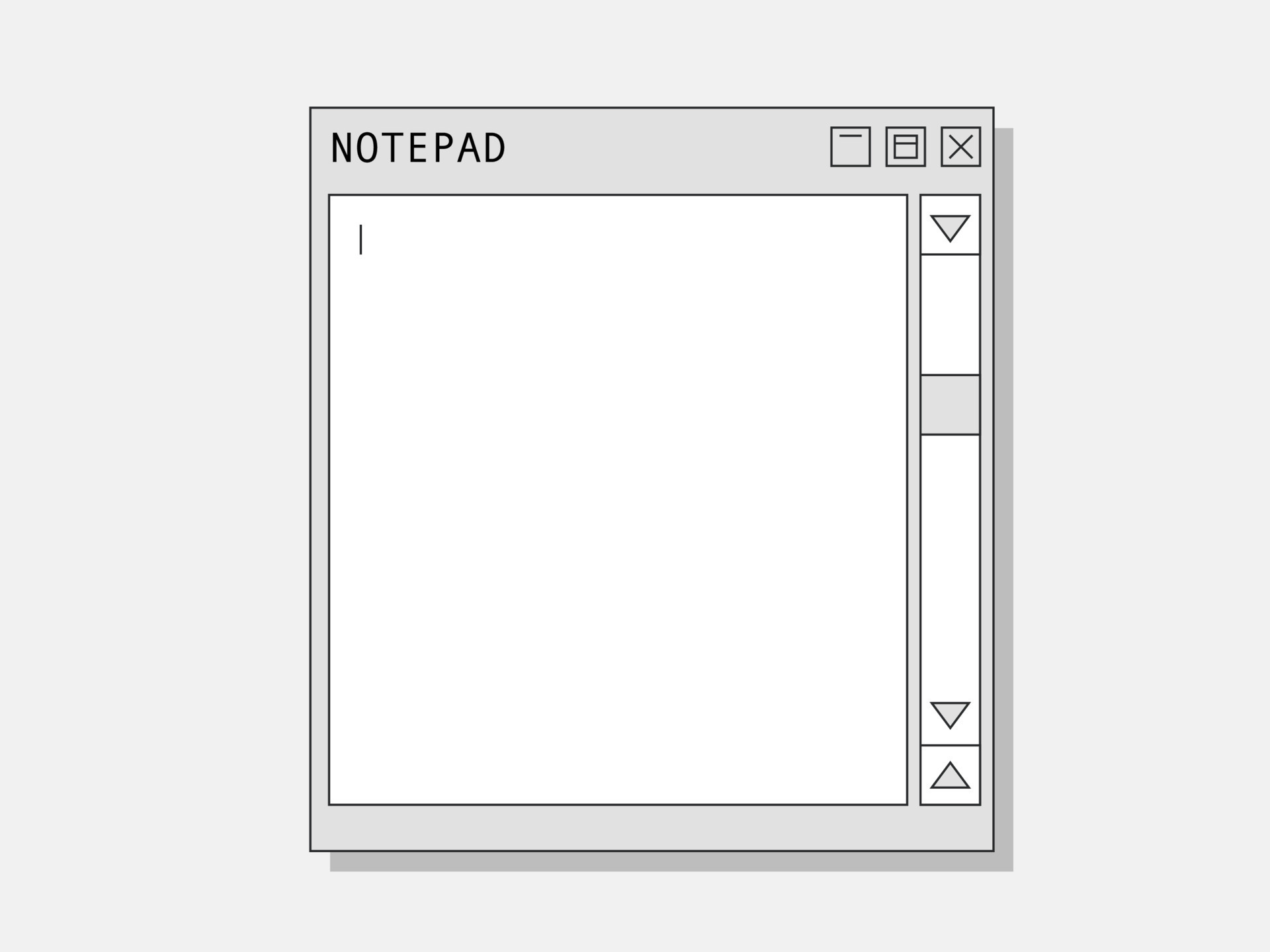 Computer notepad. Retro web notebook for notes and text blank screen