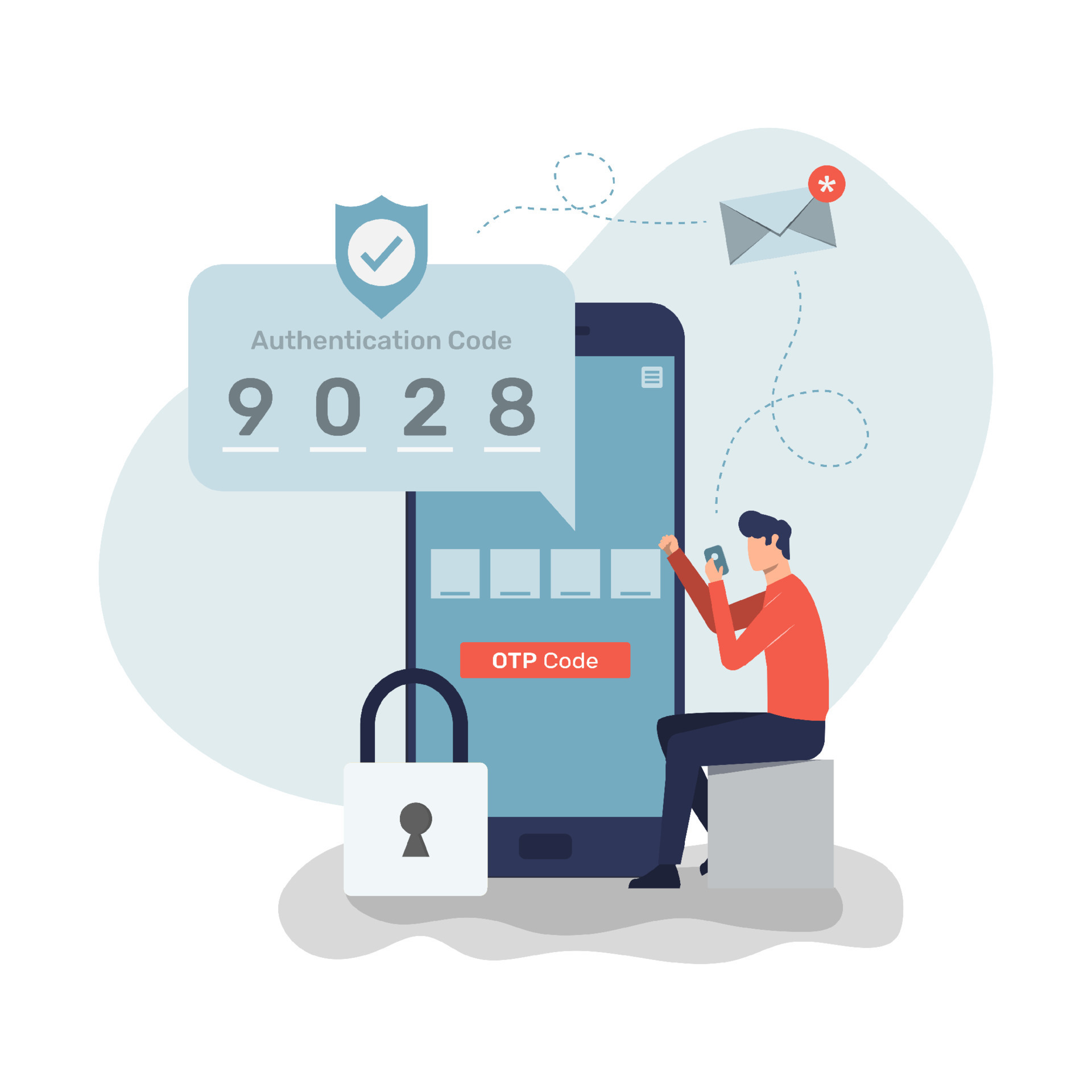 Verification pin code, security code message notification, two step