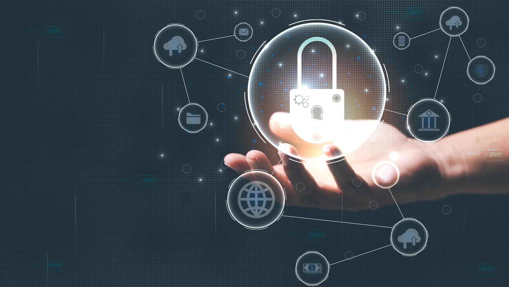human hand holding a key icon,digital security unlock or encryption