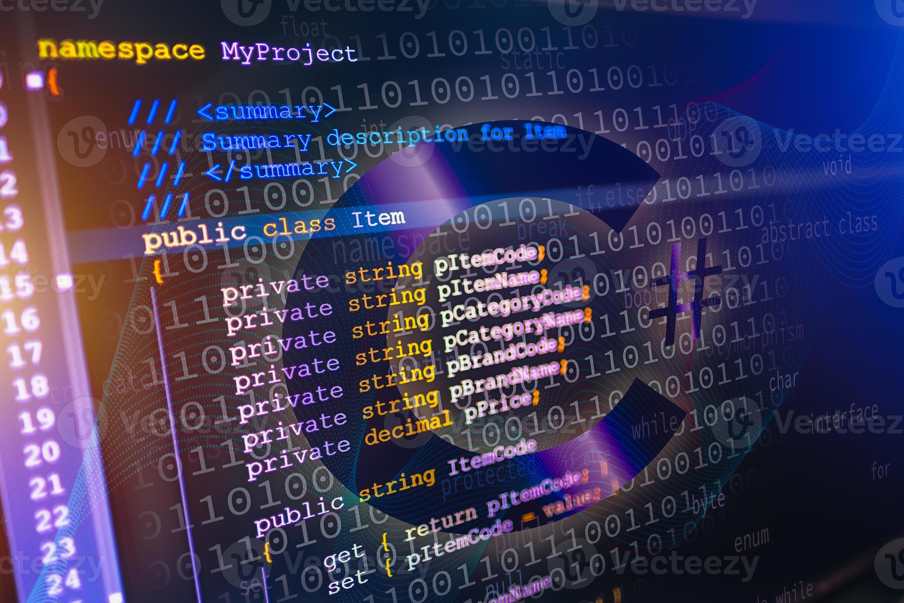 ejemplo de código fuente del lenguaje de programación c sharp en el