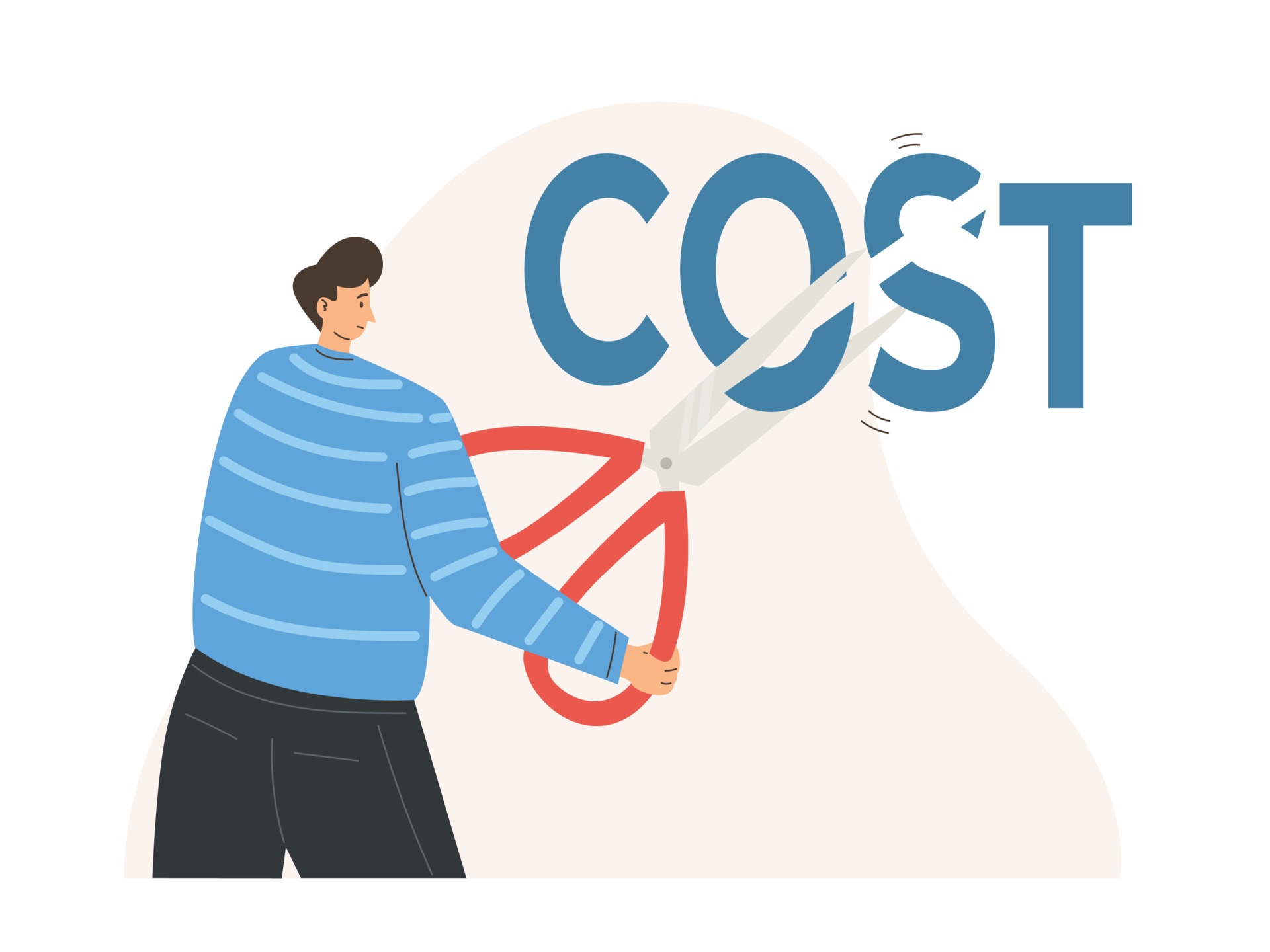 Illustration of cost reduction or decrease expense 12858993 Vector Art