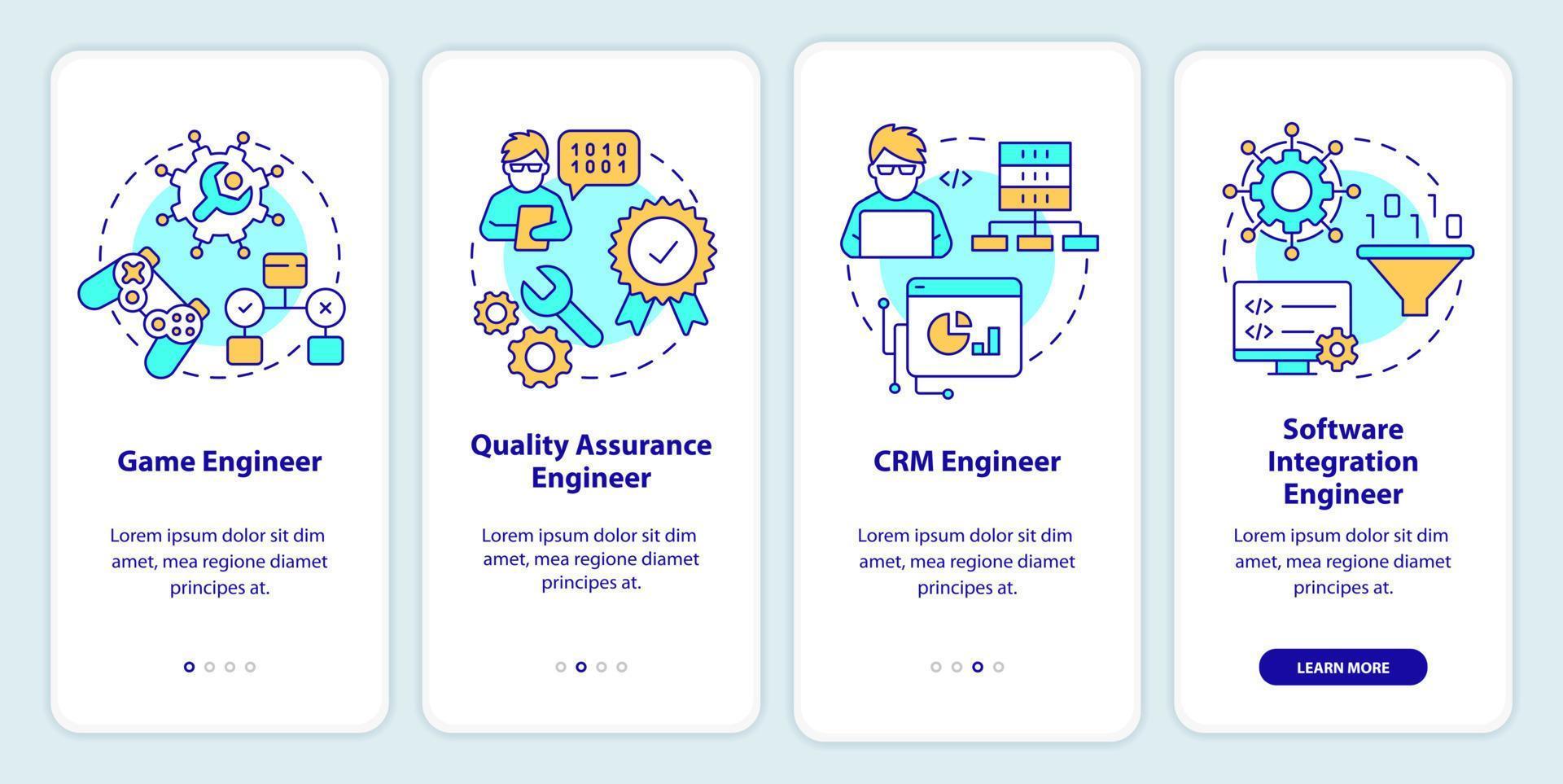 Software engineer paths onboarding mobile app screen. Walkthrough 4
