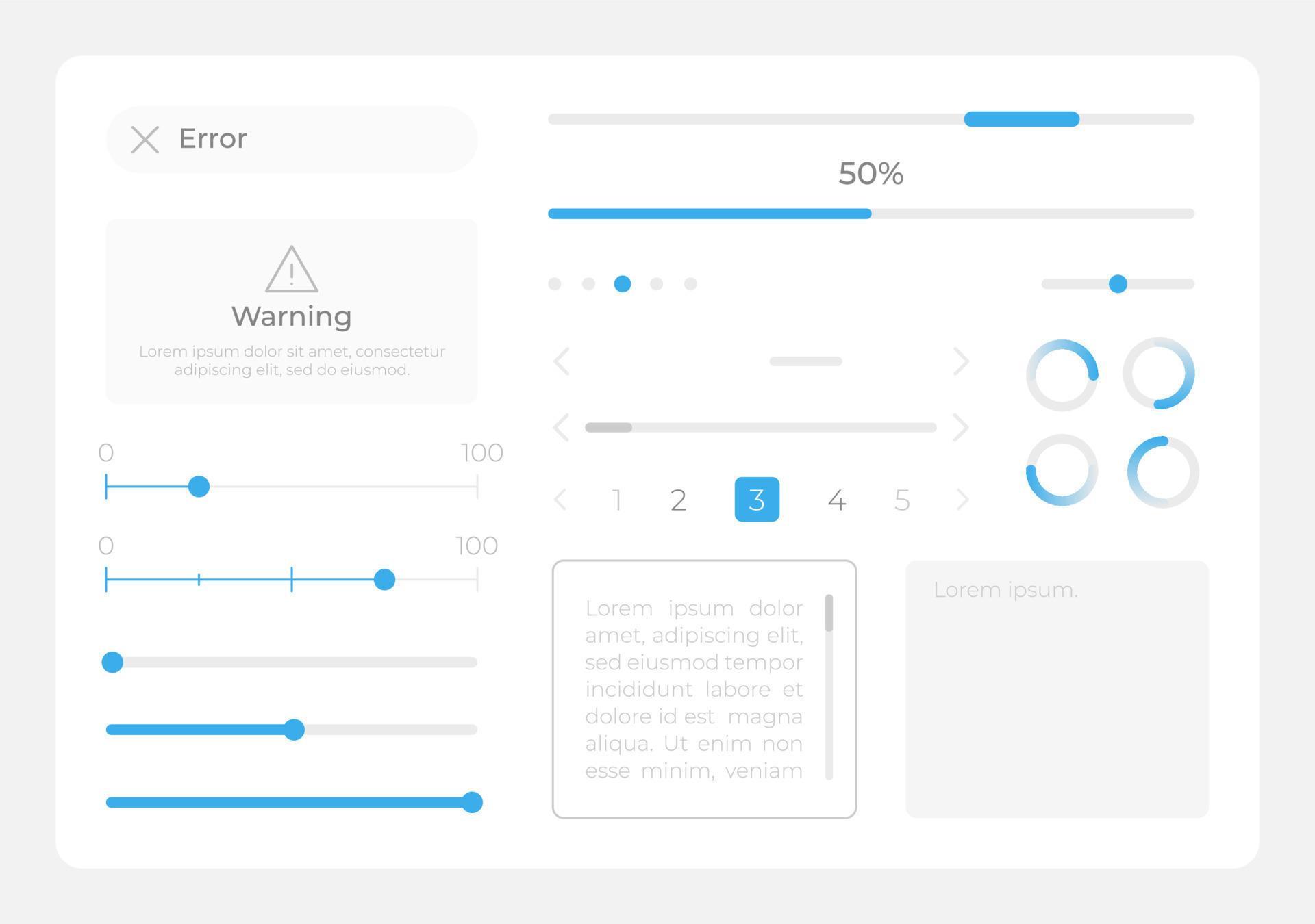 Sliders UI elements kit. Editable isolated vector components