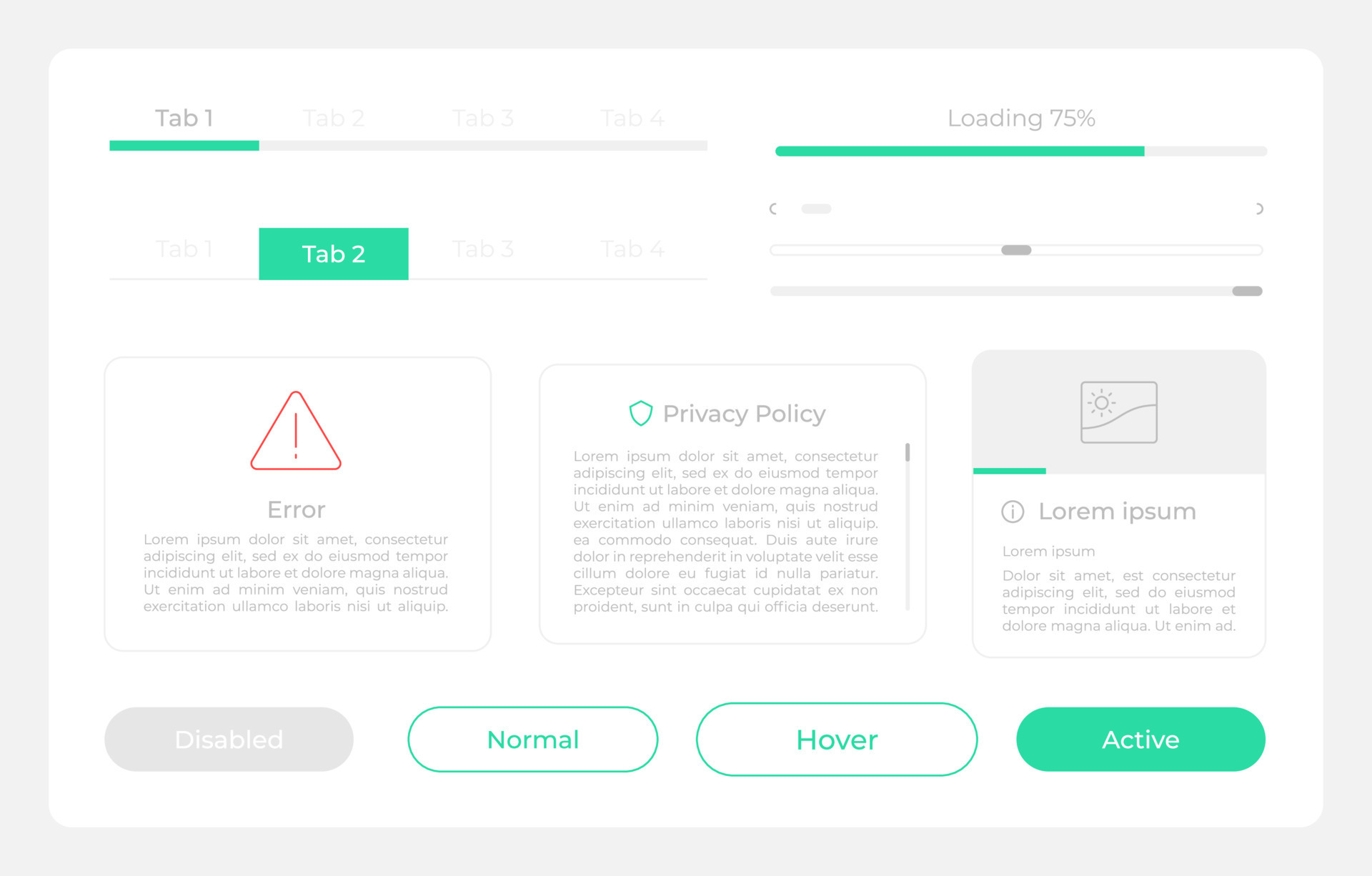Account options UI elements kit. Settings isolated vector components
