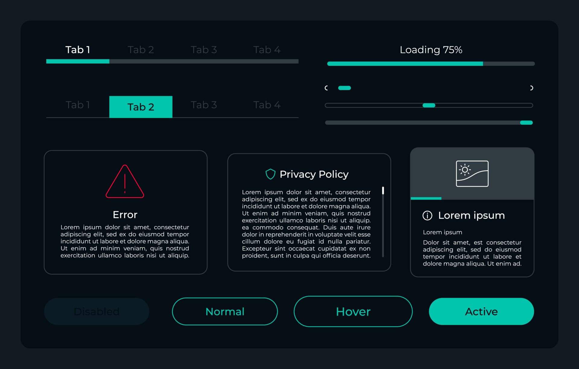 Account settings UI elements kit. Adjustment isolated vector components