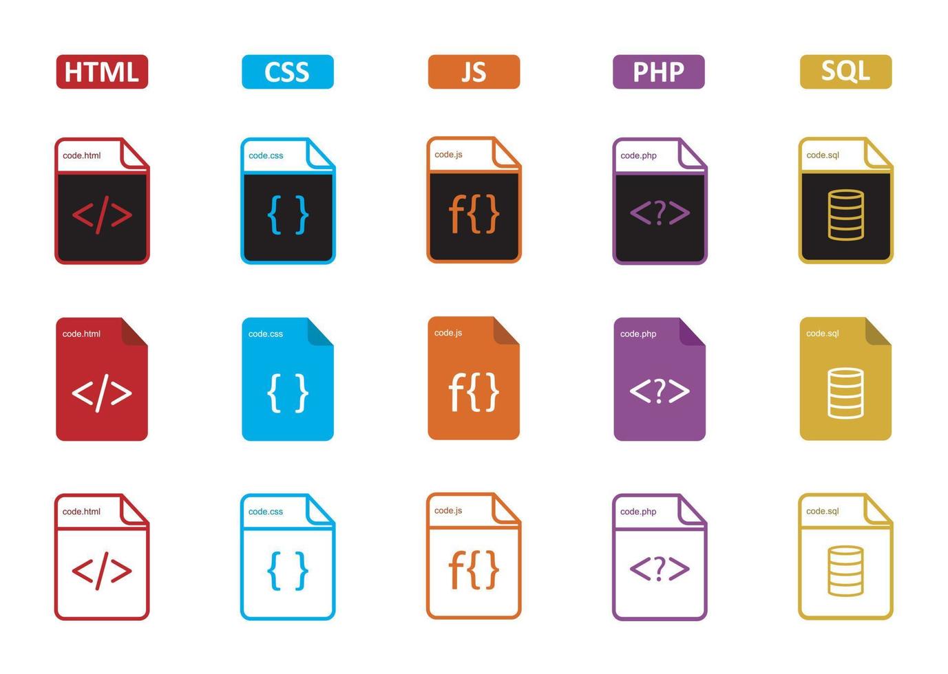 HTML CSS JS SQL PHP ICON SYMBOL 14433247 Vector Art at Vecteezy