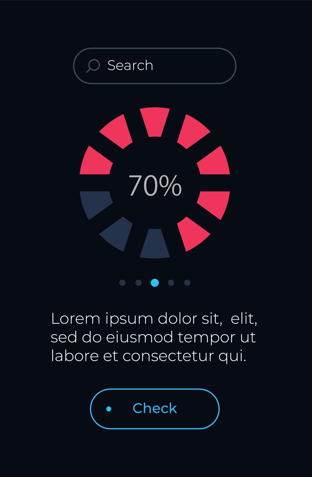 Circle chart of progress UI element template. Editable isolated vector