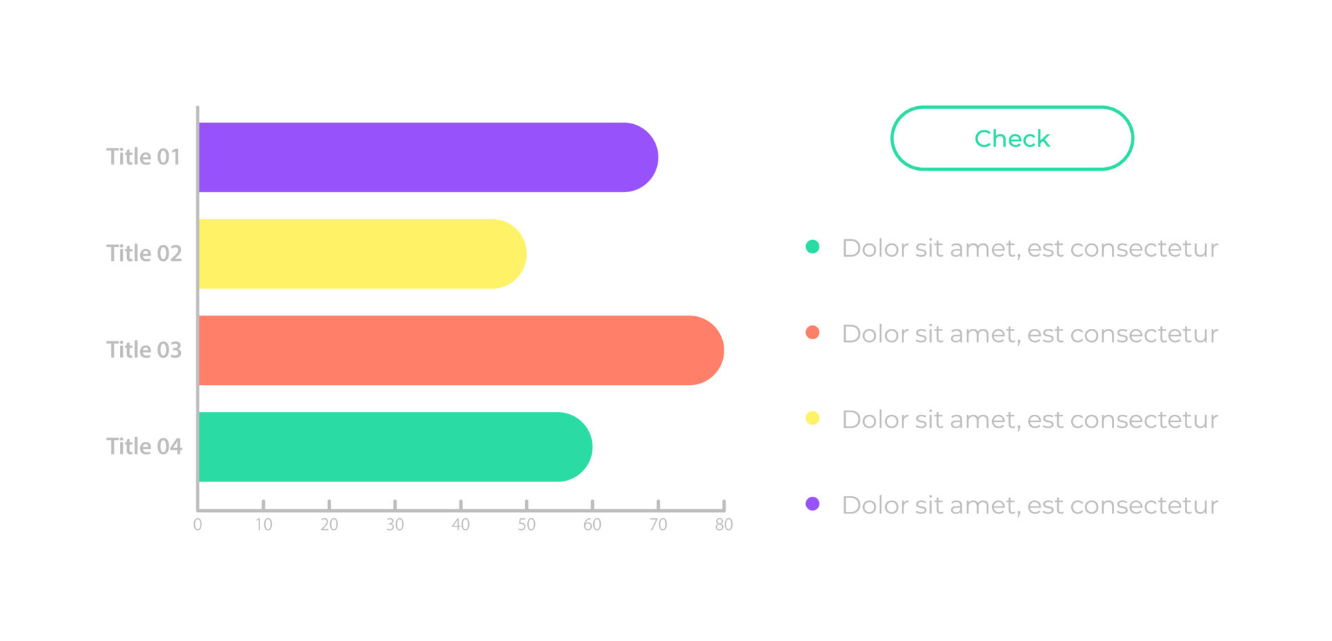 Horizontal bar chart UI element template. Editable isolated vector