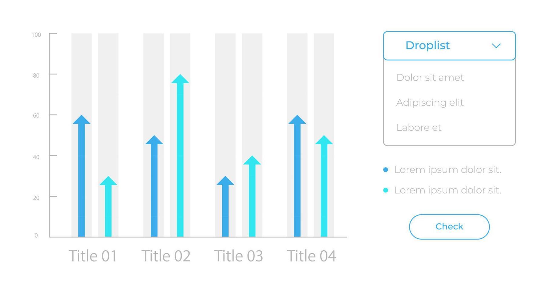Comparison chart UI element template. Editable isolated vector