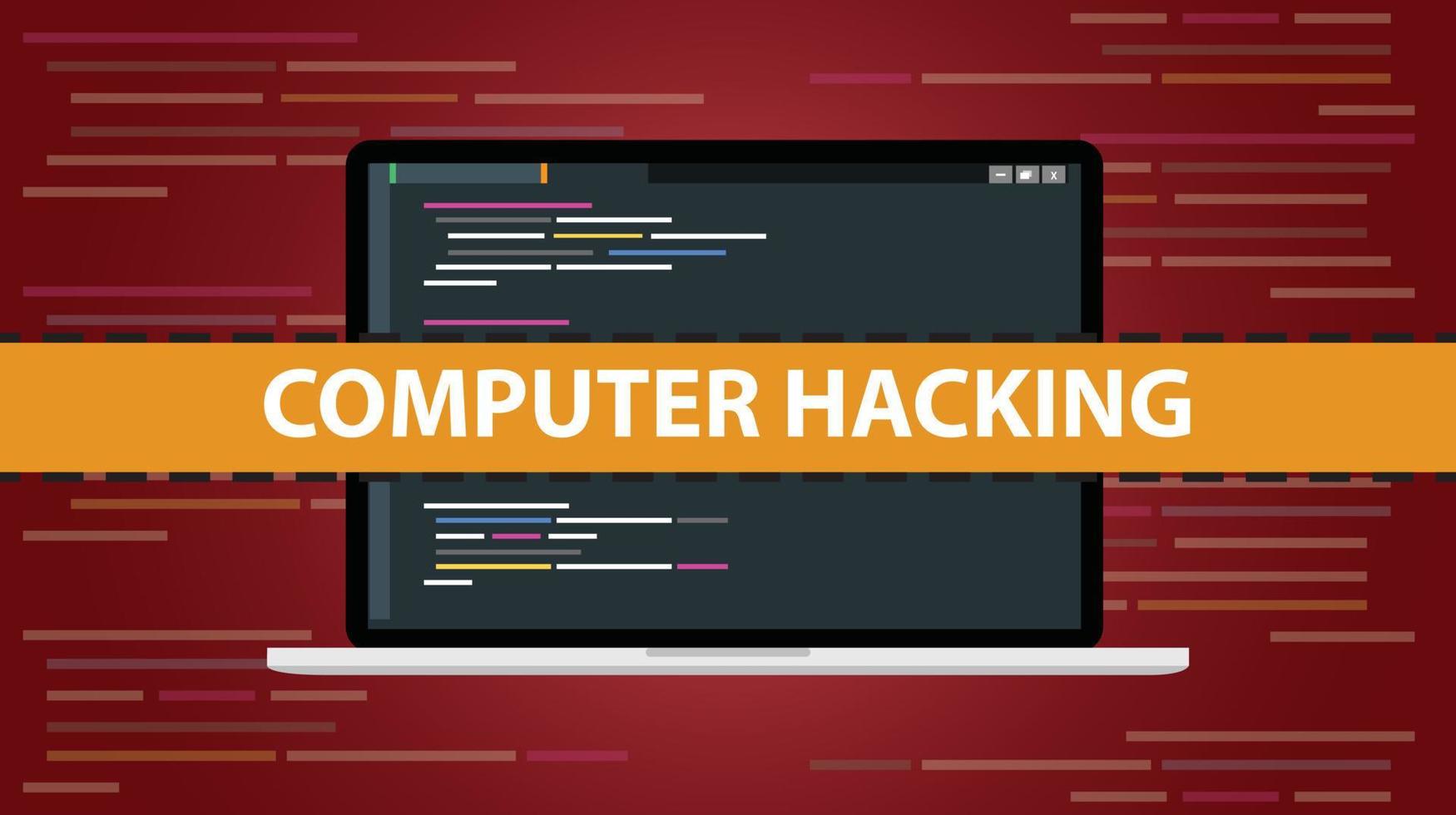 computer hacking concept with code script programming on laptop vector