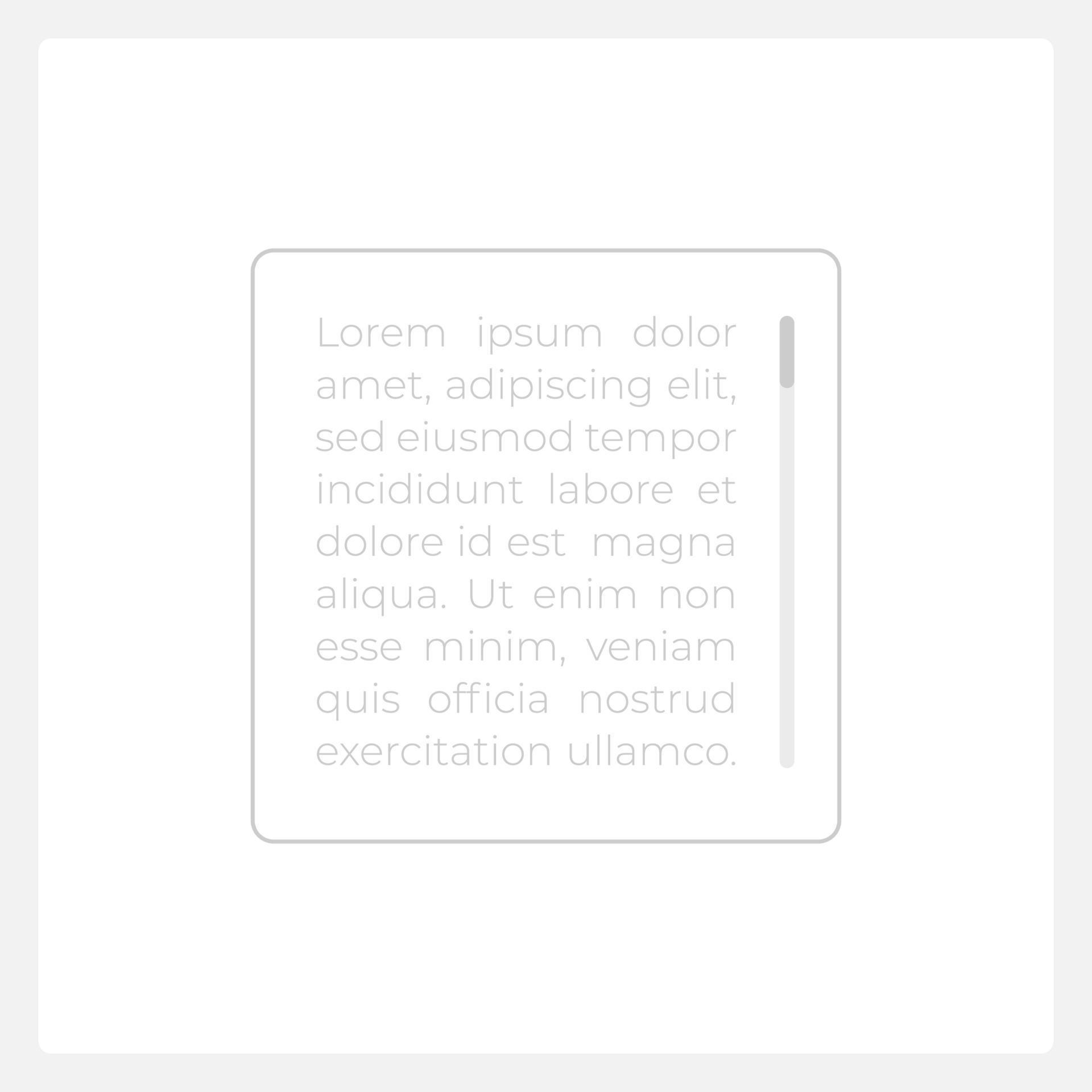 Text field with scrollbar UI element template. Editable isolated vector