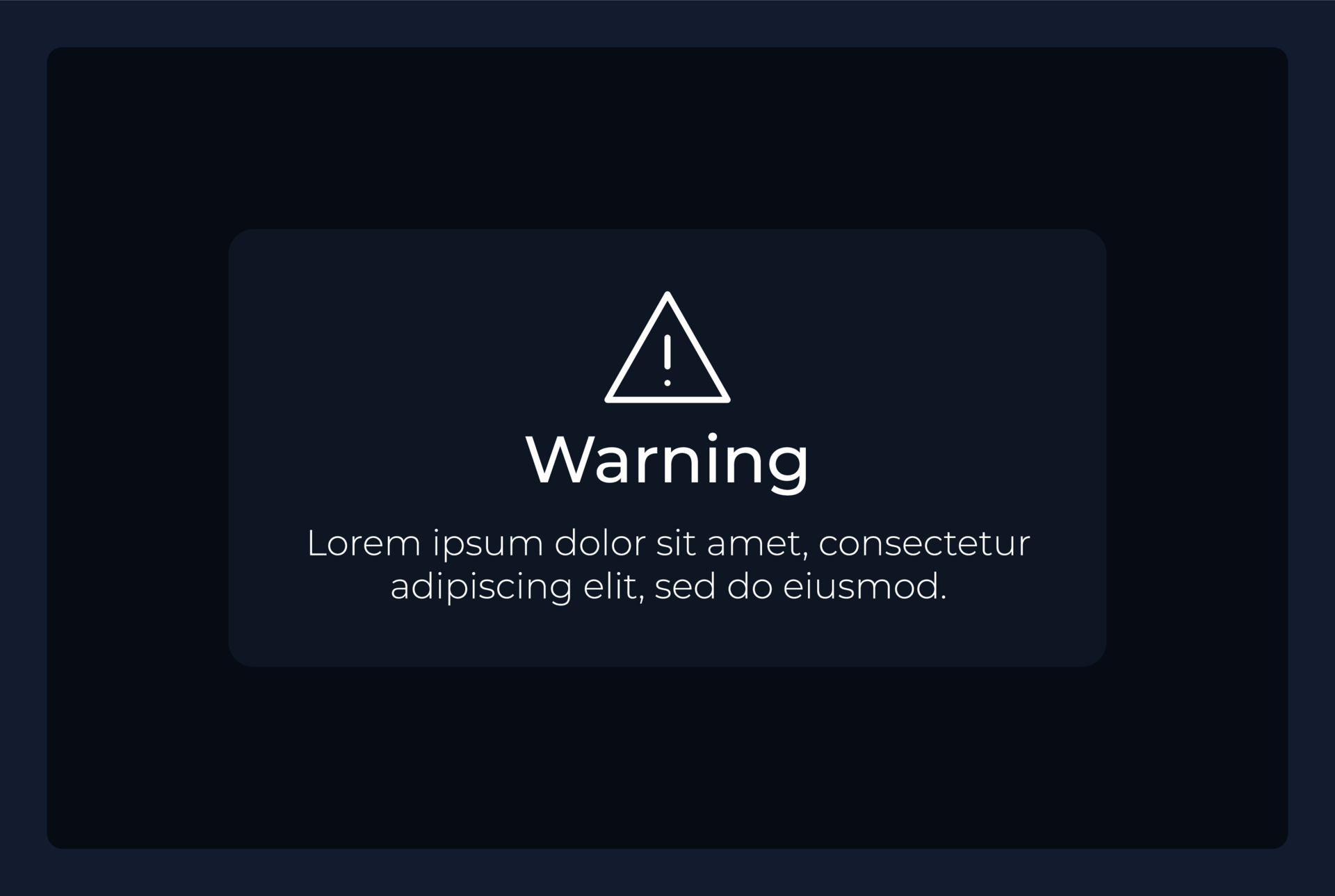Warning message UI element template. Editable isolated vector dashboard