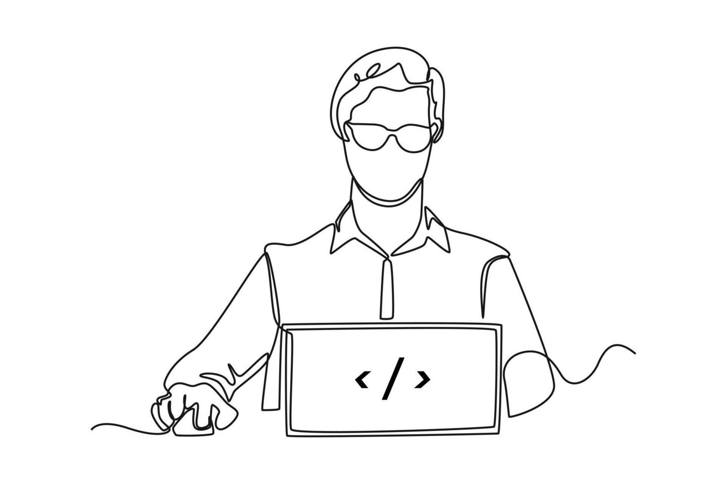 Single one line drawing Programmers or developers make programming