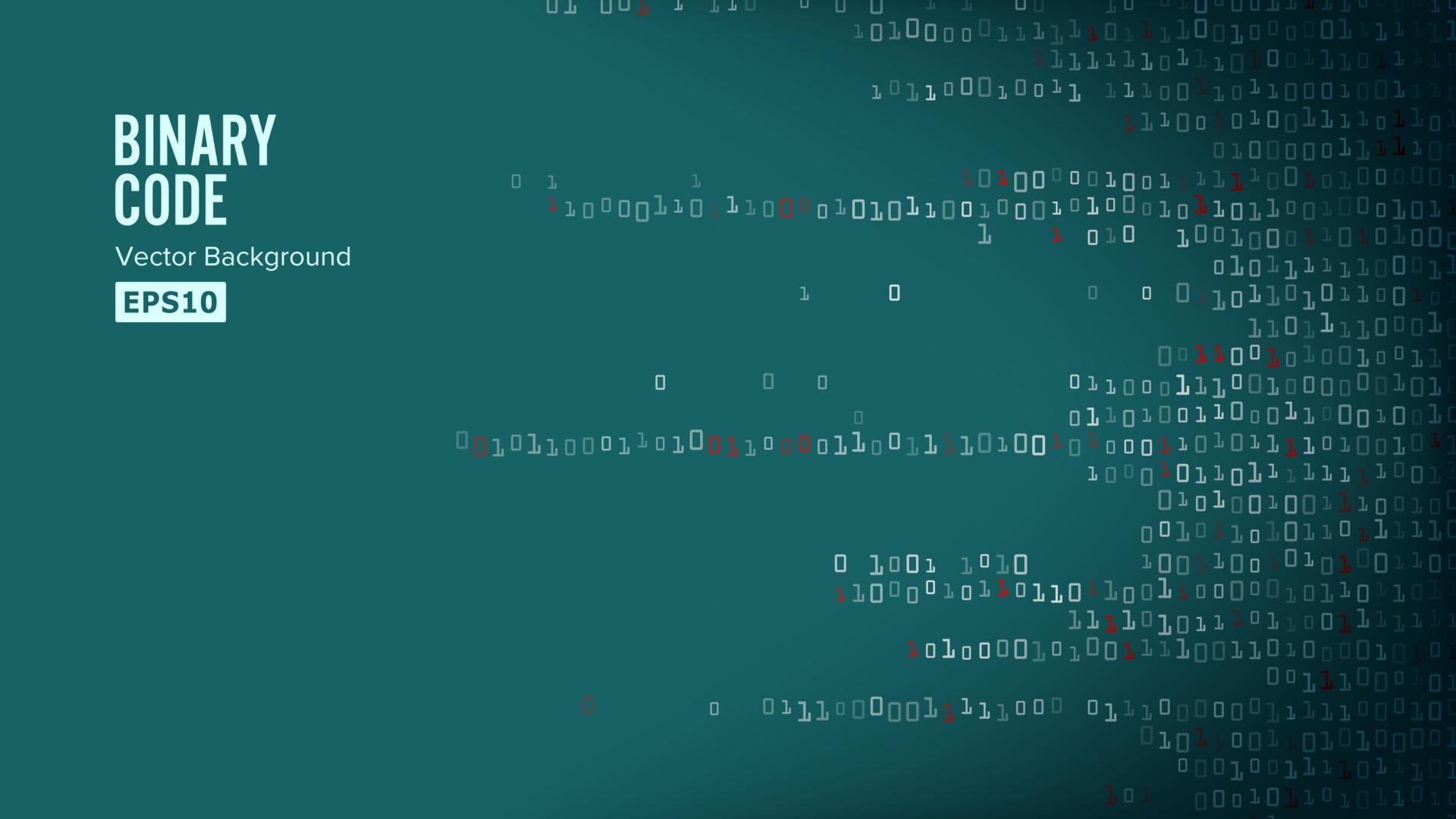 Binary Code Background Vector. Algorithm Binary, Data Code, Decryption