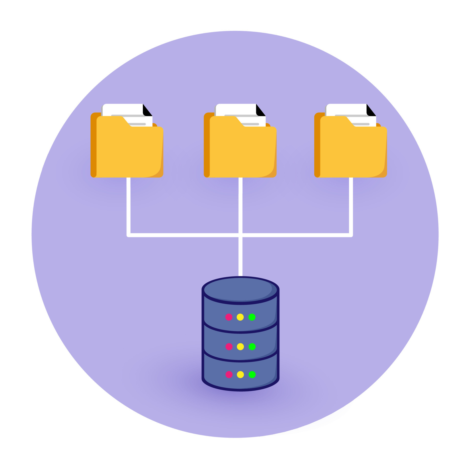 Storing data in the database. file backup concept. Company repository