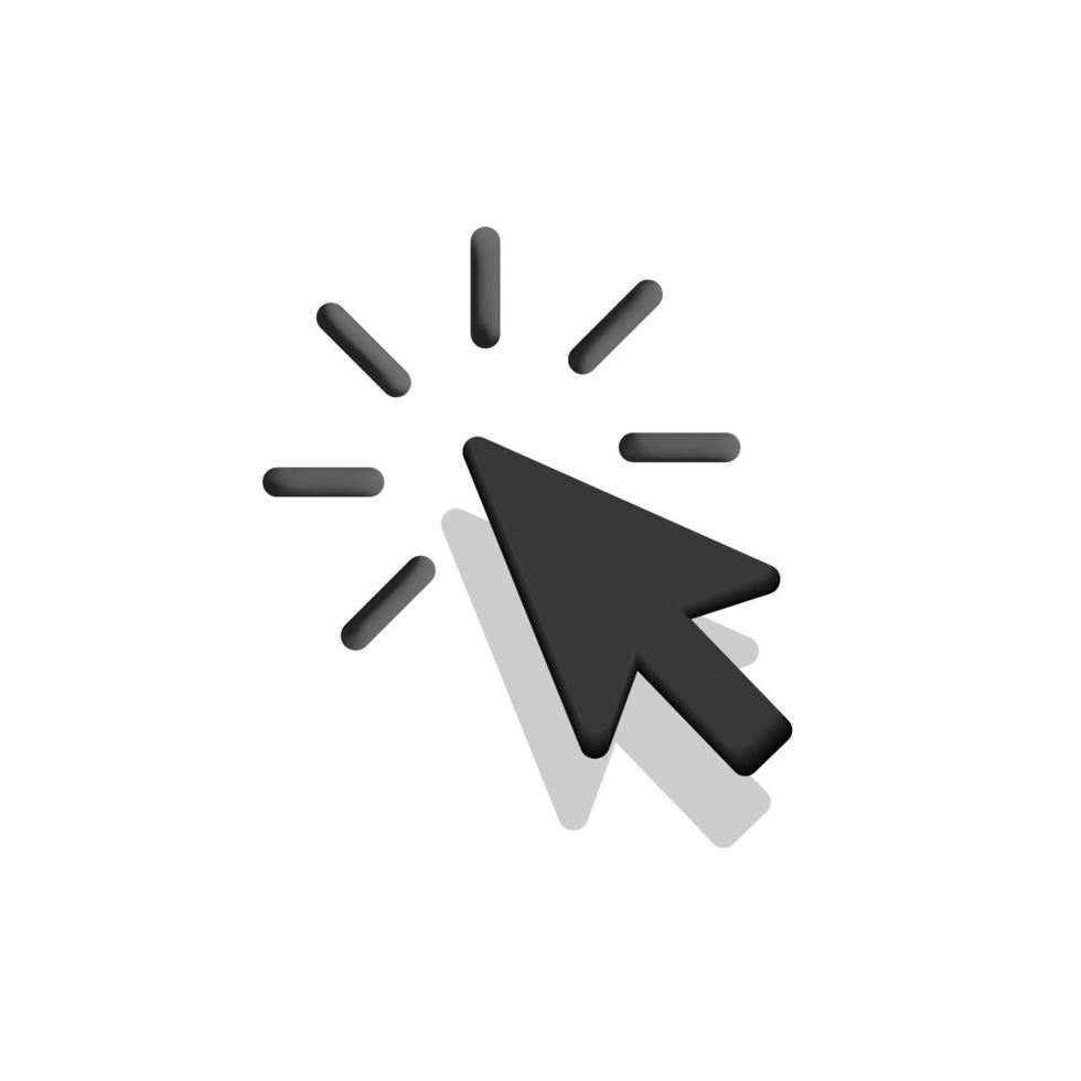 3d vector black computer mouse cursor or click icon symbol web element