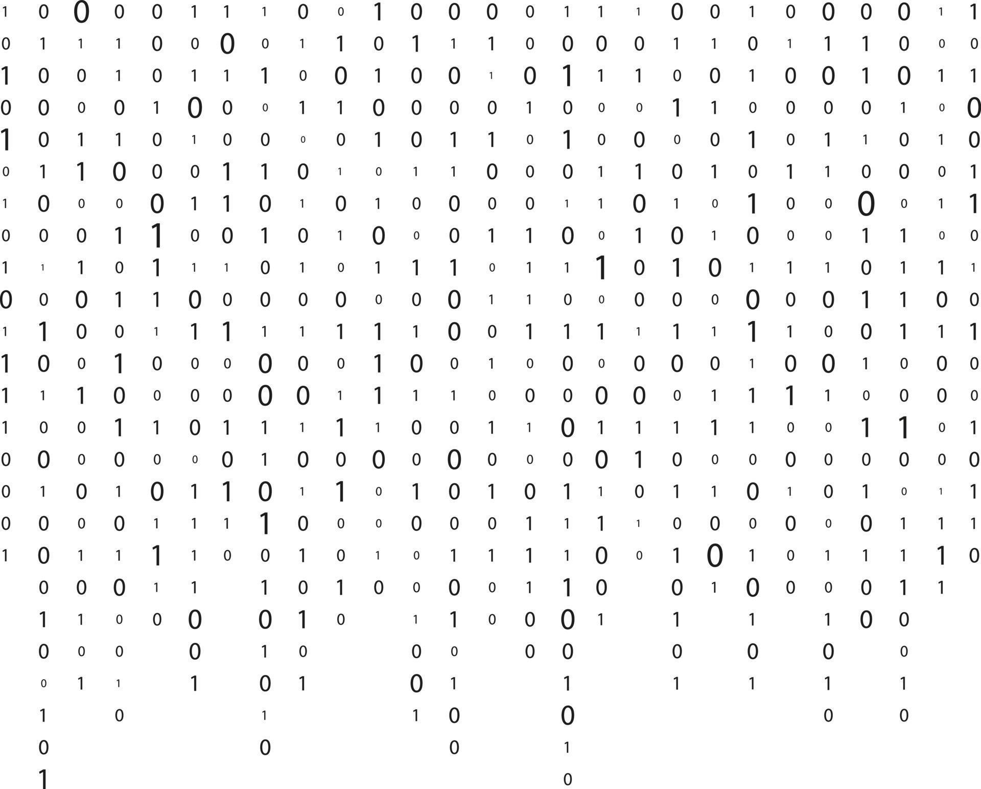 Binary code. Matrix. Stream of binary code. Numbers on the screen. One