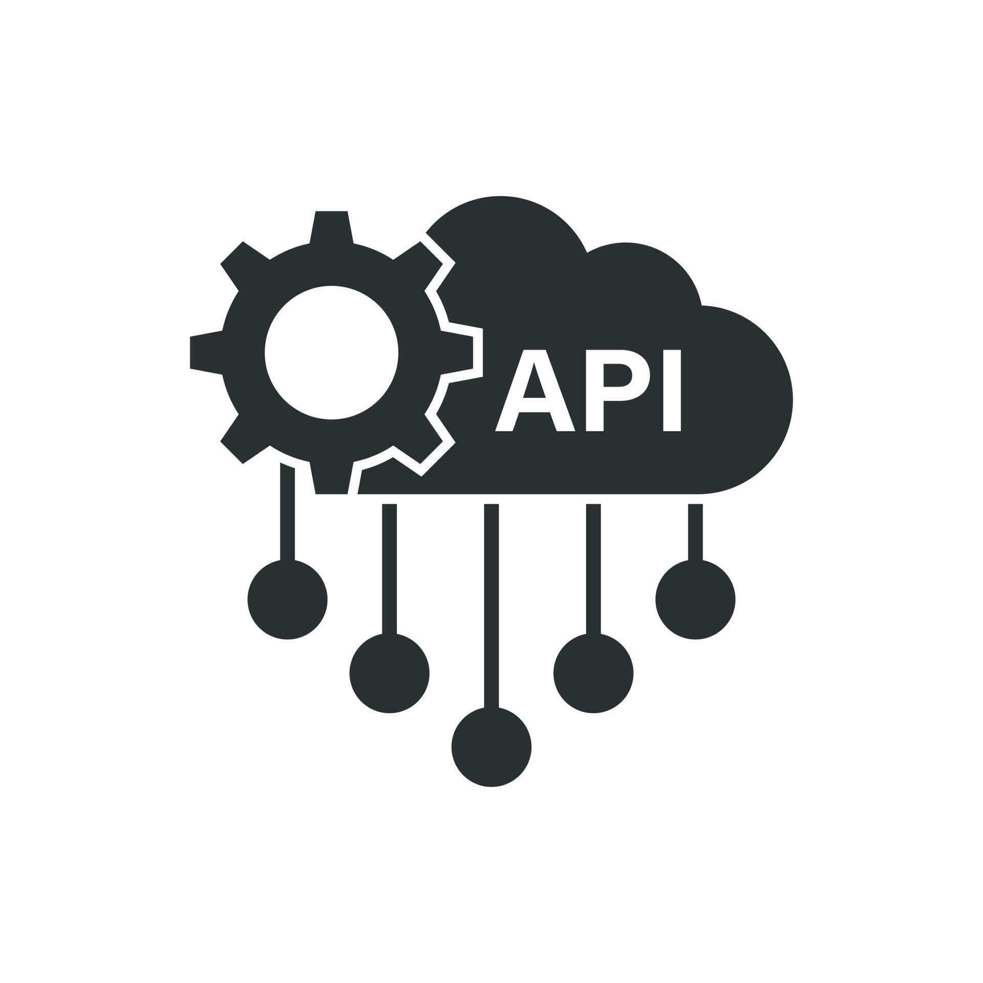 API icon in flat style. Software integration vector illustration on