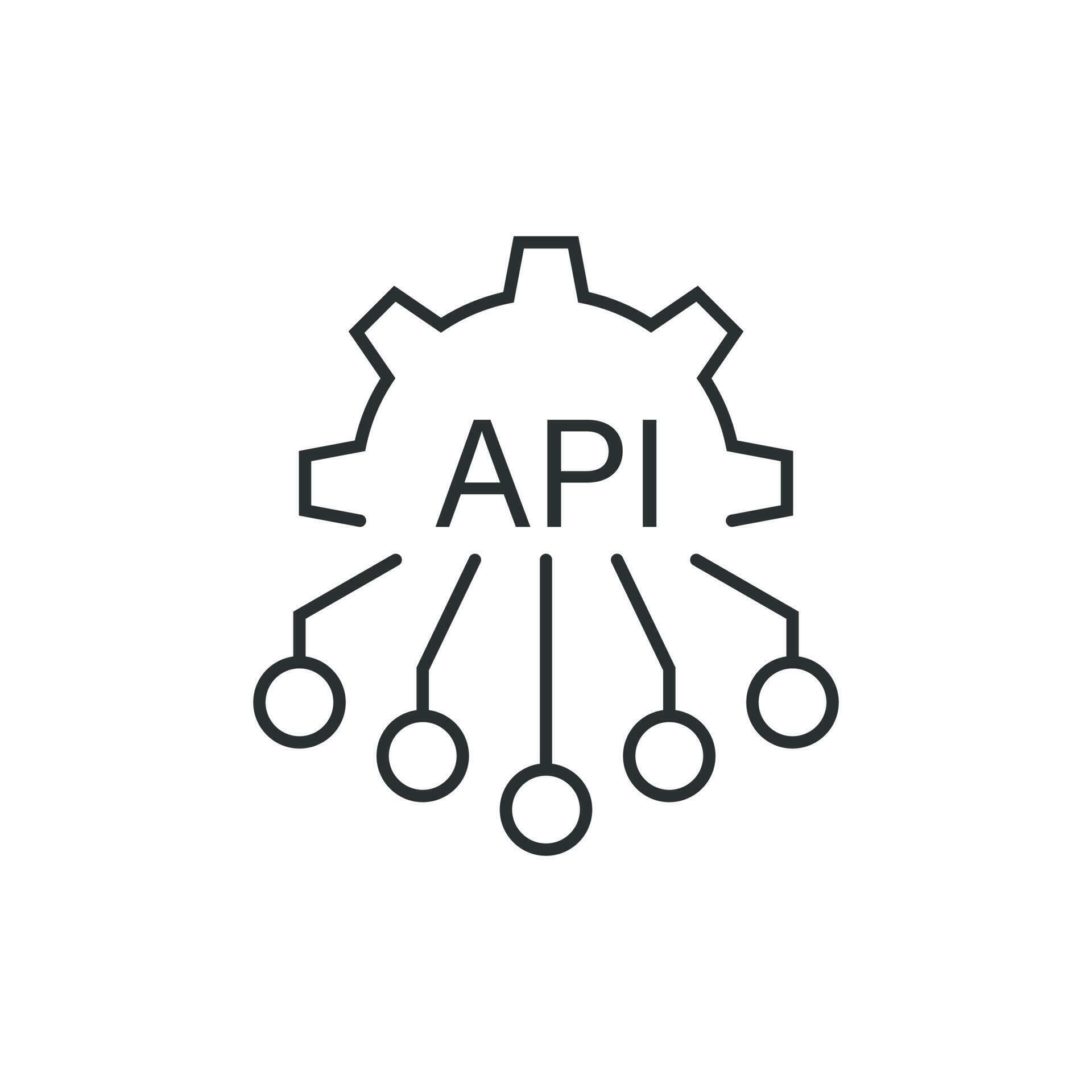 API icon in flat style. Software integration vector illustration on