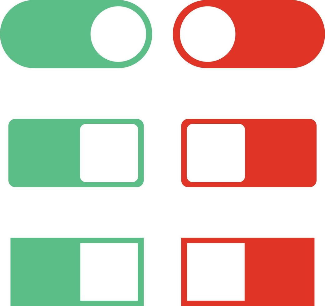 Toggle vector switch slider button. on off. mobile phone ui interface