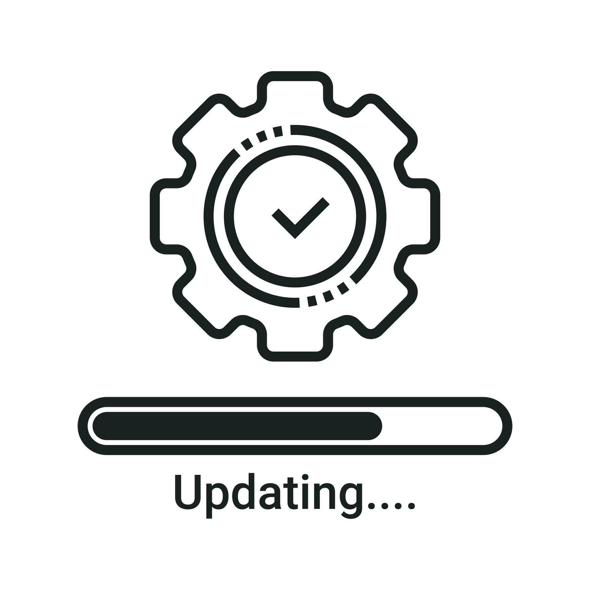 Update Vector Icon, Upgrade System Sign, Installing Software, Gear