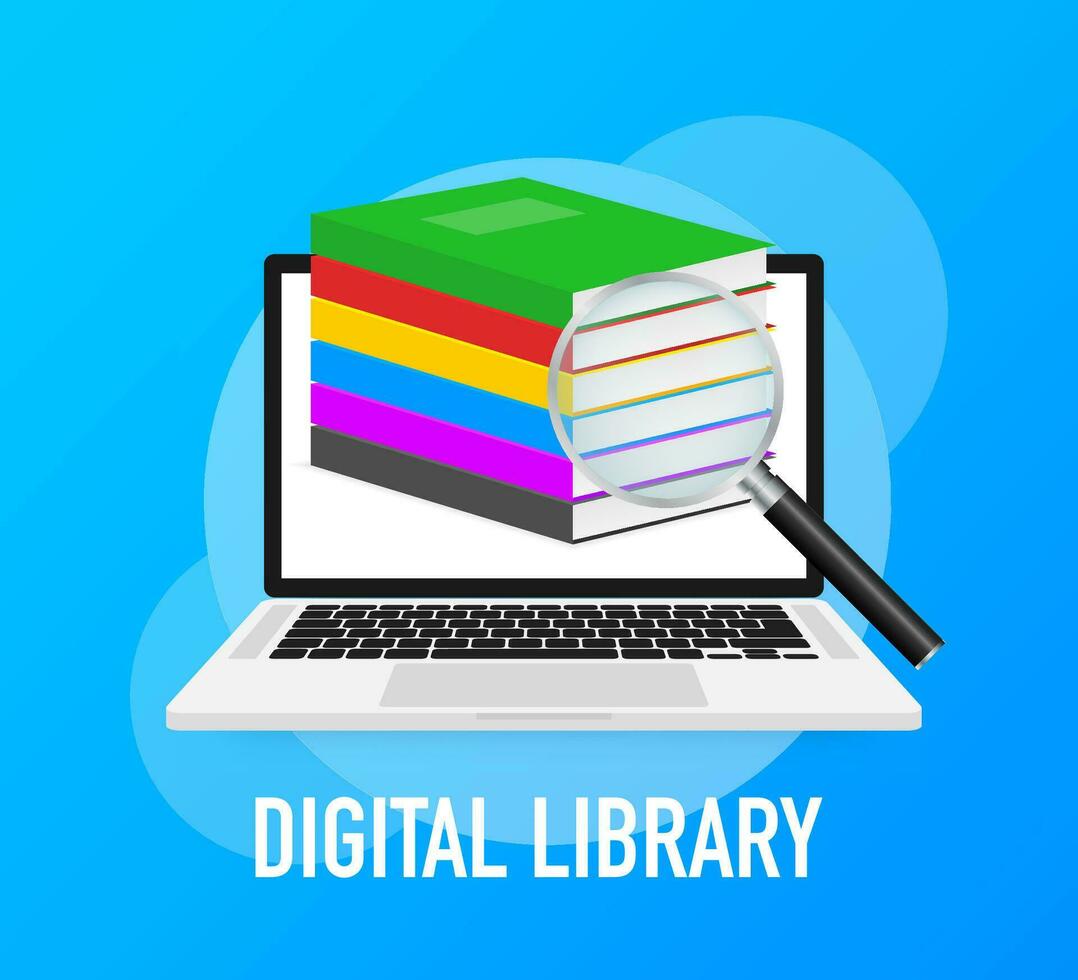 Digital Library Education Knowledge Study Concept 34340306 Vector