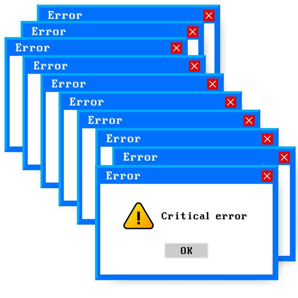 sistema error vector icono fracaso ordenador personal interfaz. error mensaje computadora
