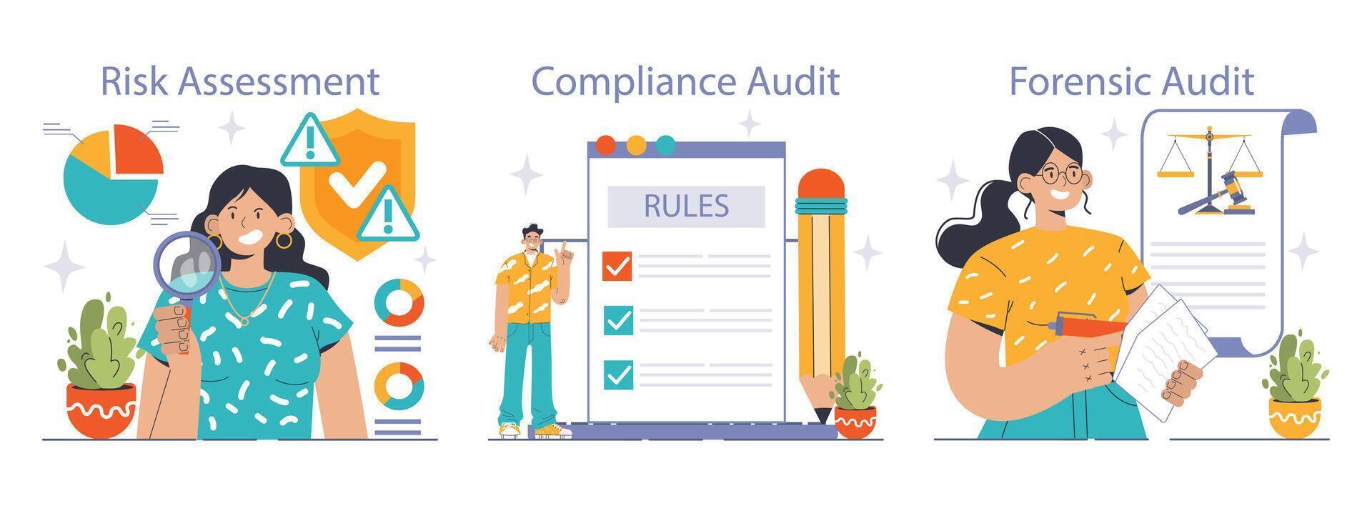 Audit processes set. Flat vector illustration 41174414 Vector Art at