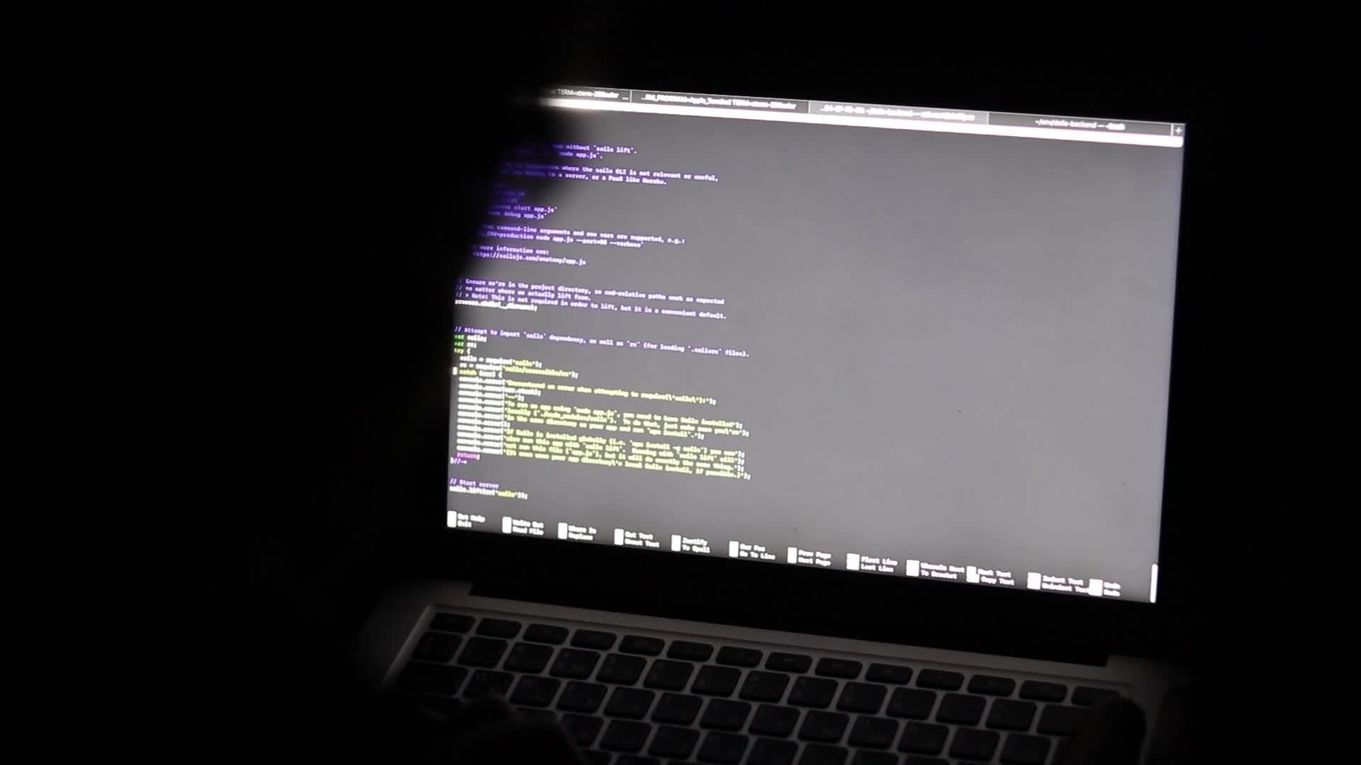 Real programming, code on laptop screen. Program script with blurry