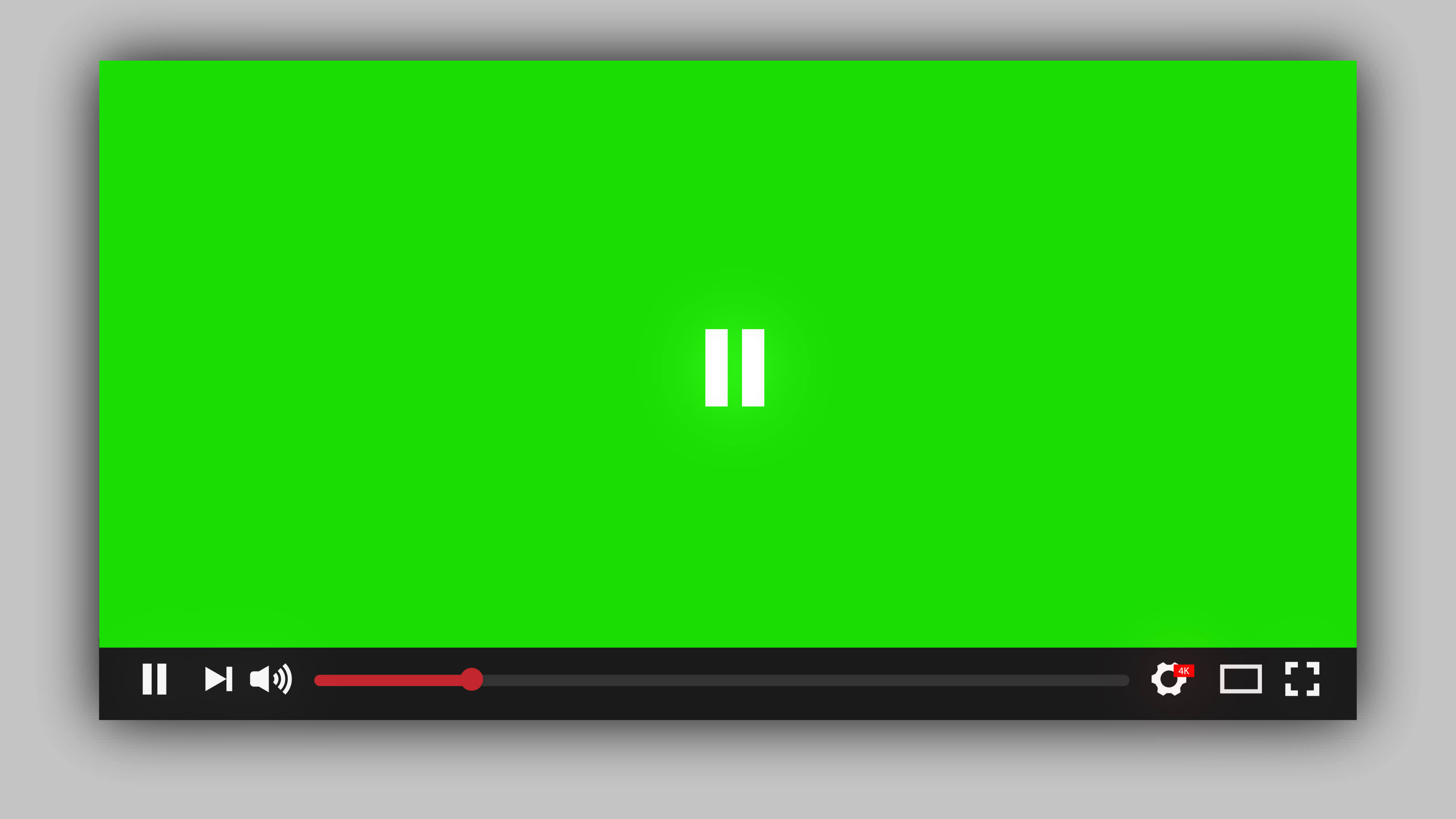 Video player play button clicked by mouse cursor animation Green screen. Media Player Video
