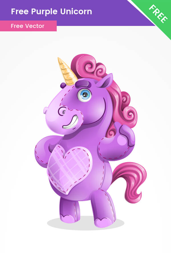 Free Purple Unicorn Vector Character VectorCharacters