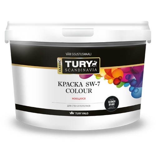 Краска в/д SW7 Colour для стен и потолков моющаяся, серая