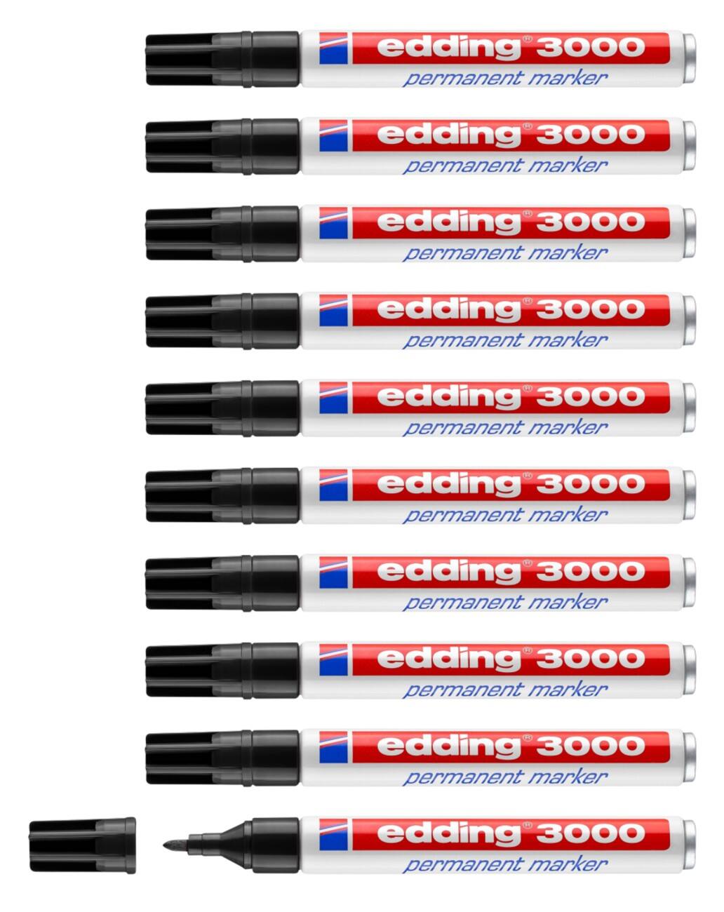 edding 3000 Permanent marker Medium Ronde punt Zwart Pak van 10