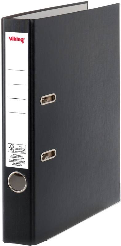Viking Ordner A4 50 mm Zwart 2 ringen Karton, PP (Polypropeen) Mat