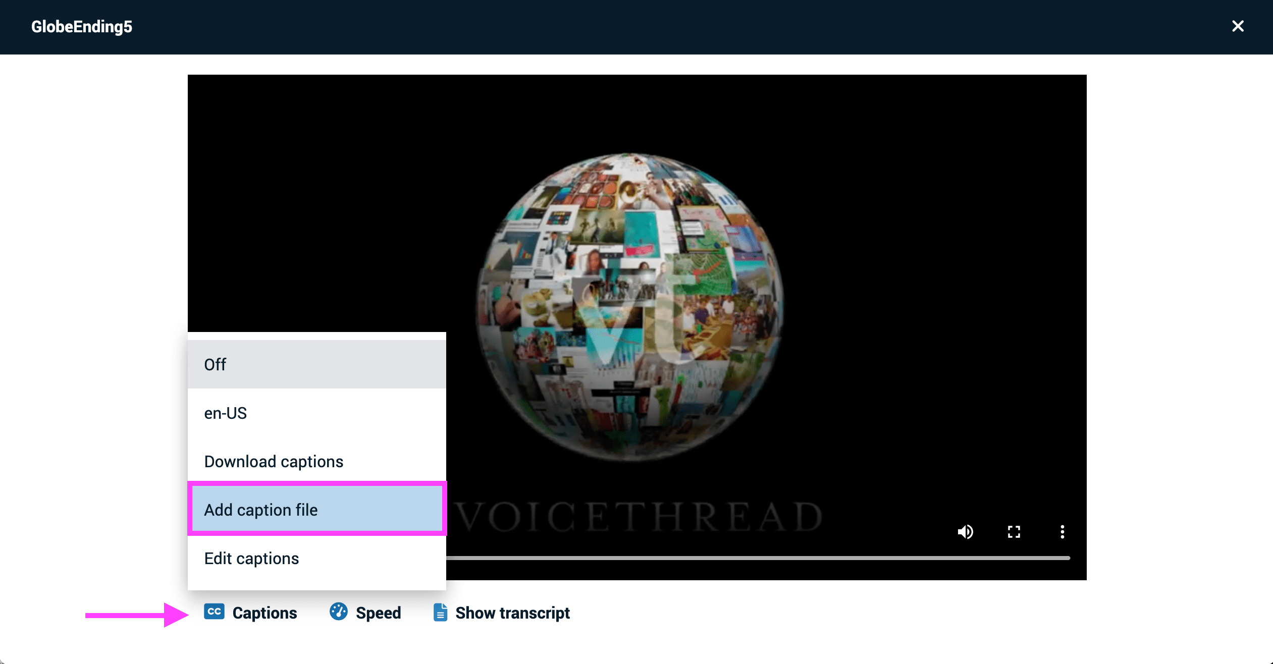 Using closed captioning VoiceThread