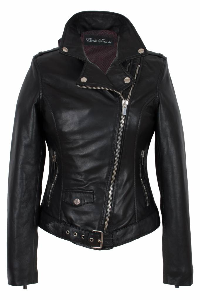 Dames leren jas zwart perfecto Leathercity