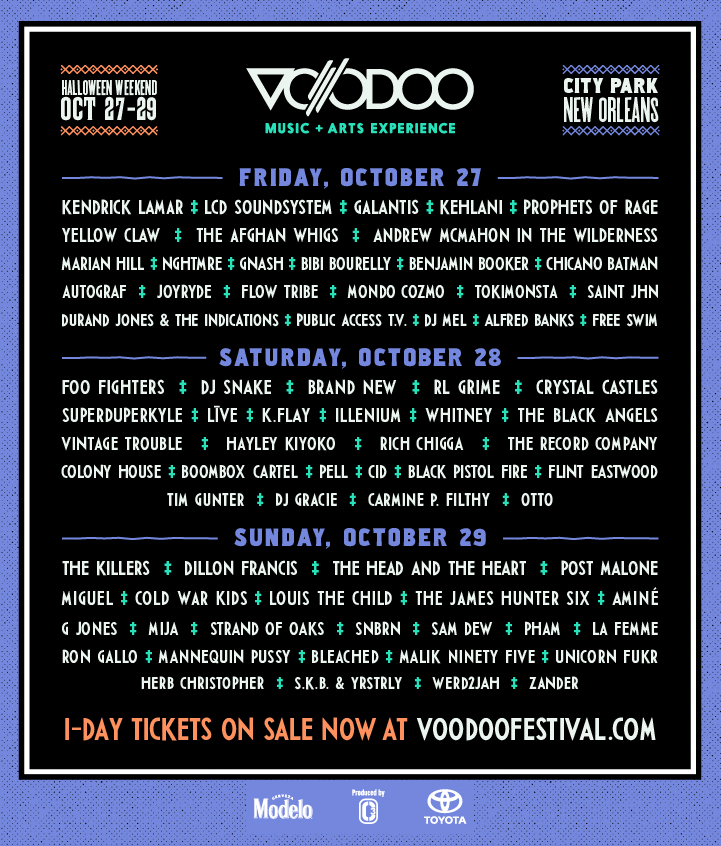 Voodoo Music + Arts Experience Releases 2017 Lineup By Day Where Y'at