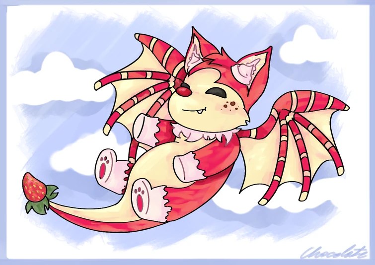 Strawberry Bat Dragon, AdoptMe! coloring page redraw made by the one