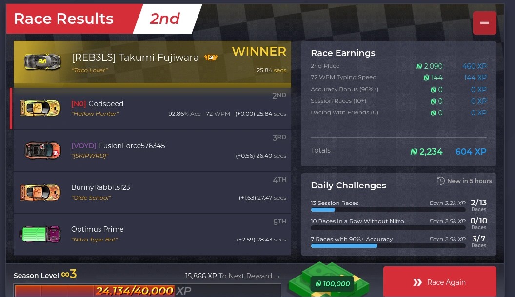 How does the NitroType ranking after a match work? Fandom