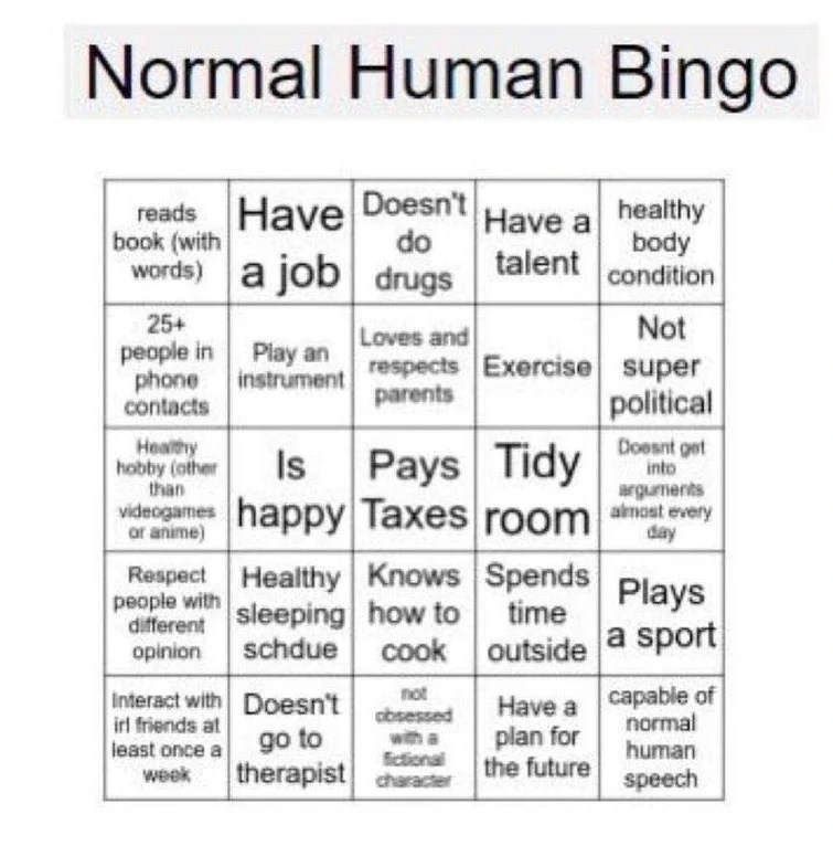 [BINGO] Bingo do Humano Normal