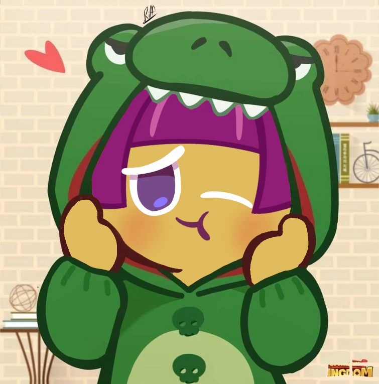 Onion Cookie in a dino onesie. Fandom