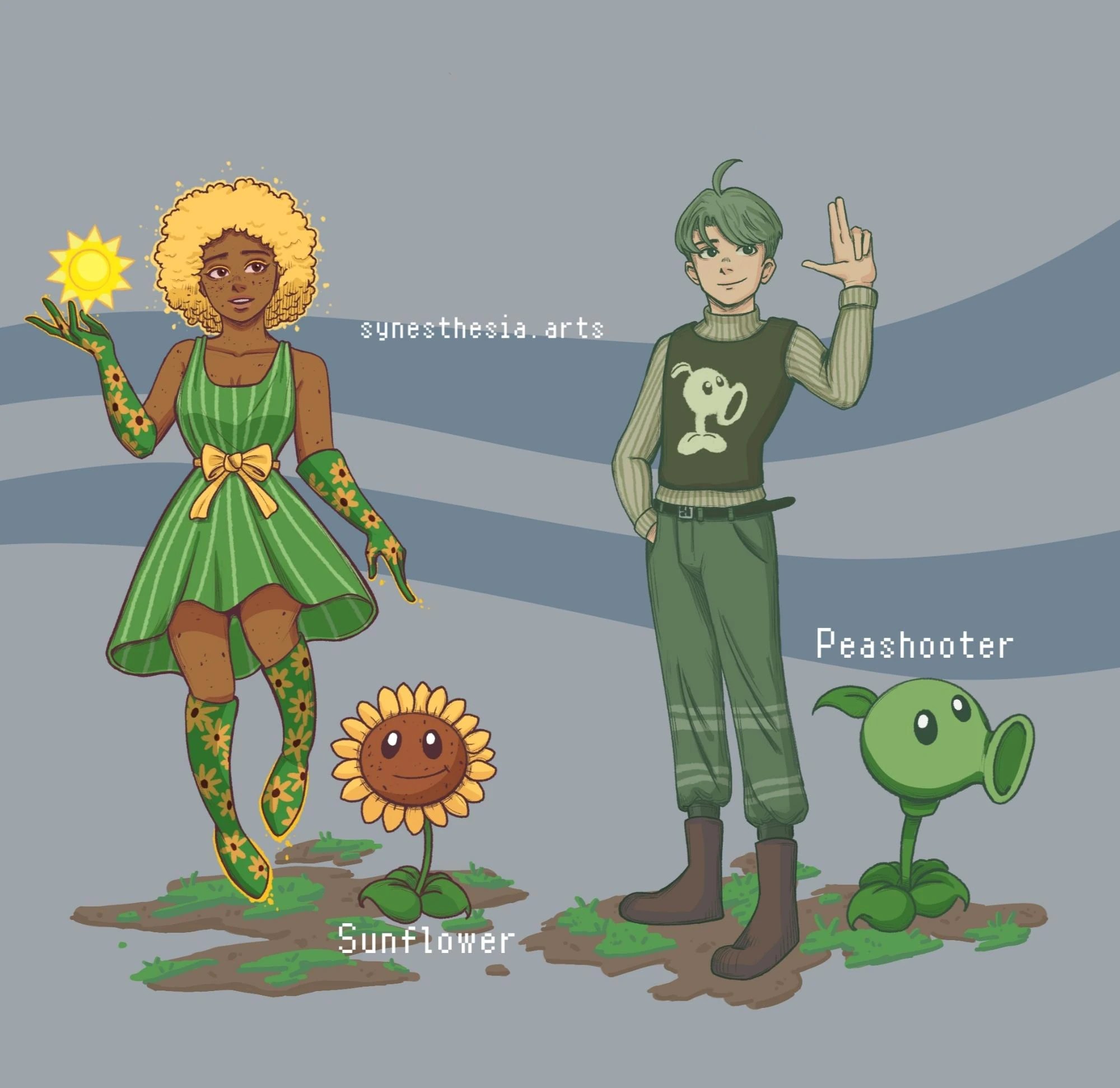 Sunflower and Peashooter as human Fandom