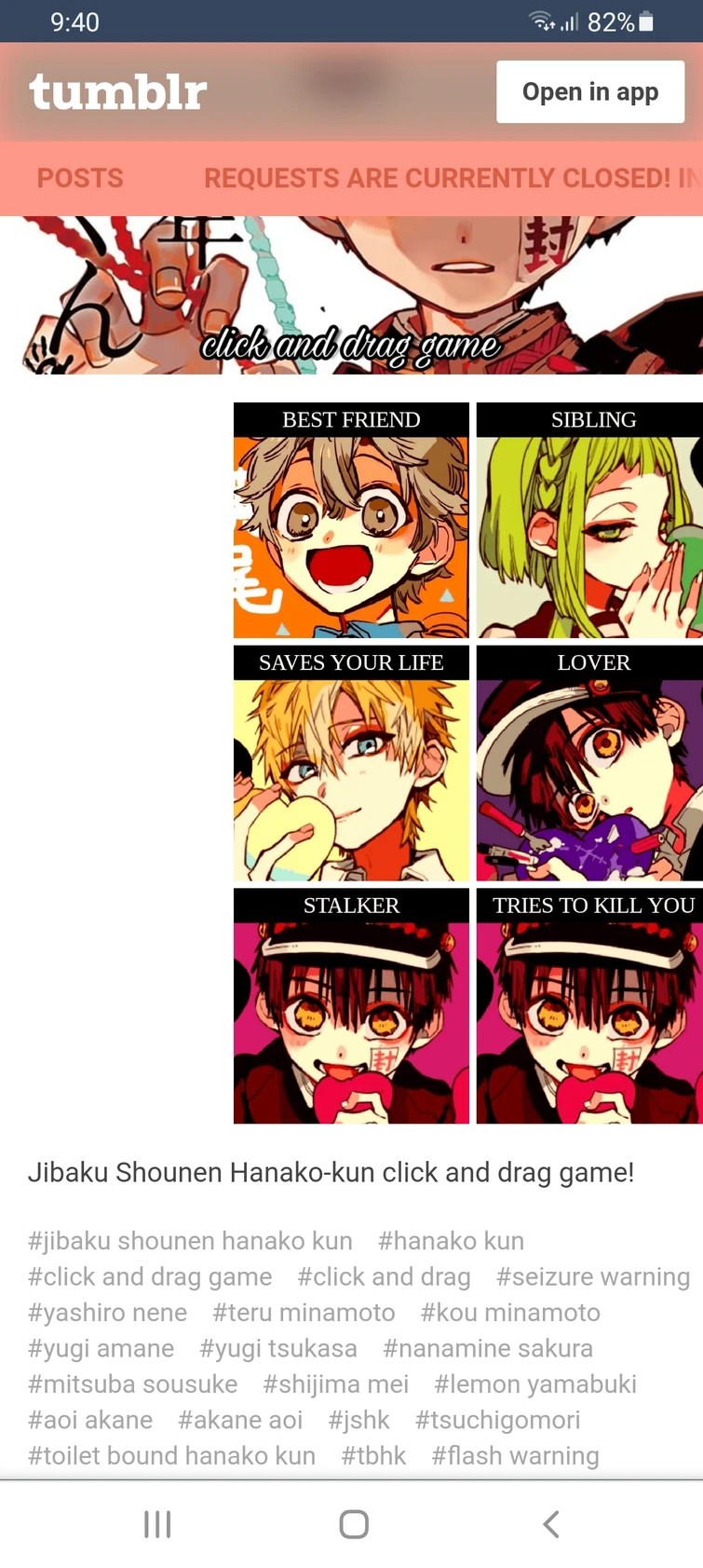 hanako kun click and drag game Fandom