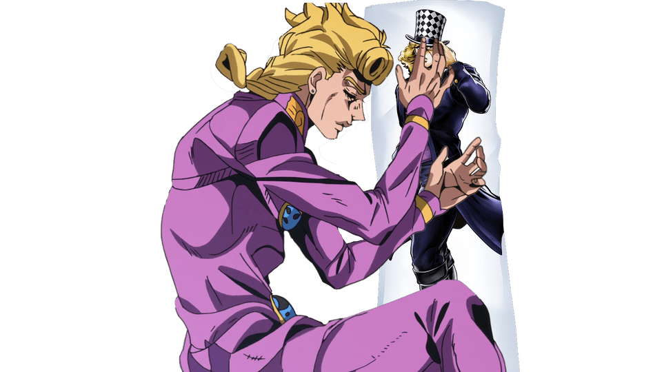 Giorno sleeping with his Speedwagon body pillow Fandom