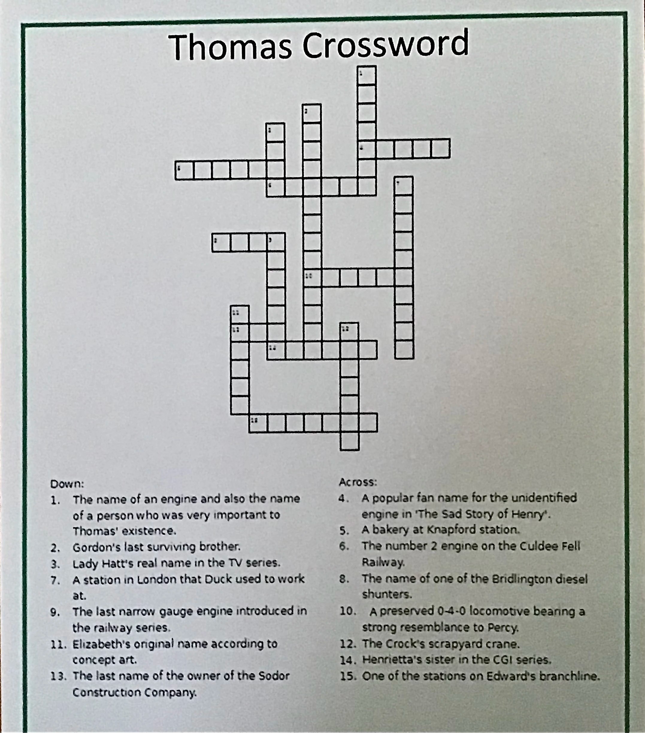 I made a Thomas crossword Fandom