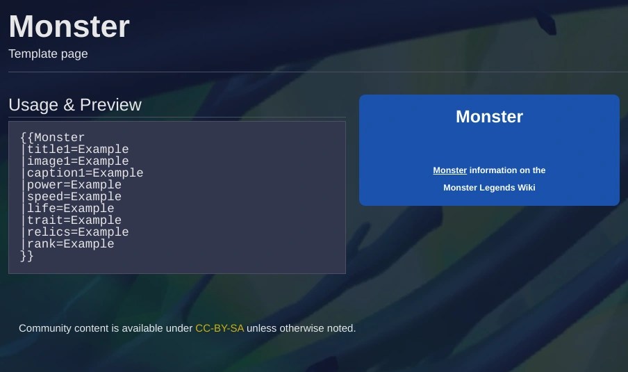 How do I use the monster template Fandom