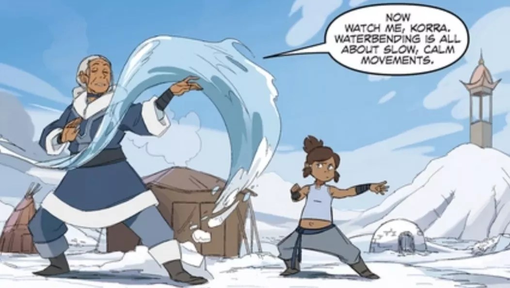 Little Korra practicing waterbending and firebending Fandom